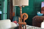 Lamp Vintage original Midcentury Spinning wheel Lamp