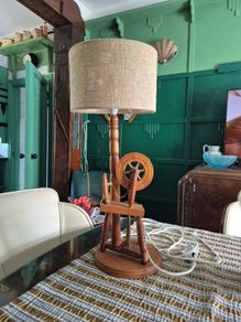 Lamp Vintage original Midcentury Spinning wheel Lamp