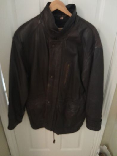 mens leather 3/4 length genuine leather coat