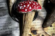 Mushroom Amanita Muscaria Fly Agaric Fungi Deer Antler Talisman Pendant Necklace Decor