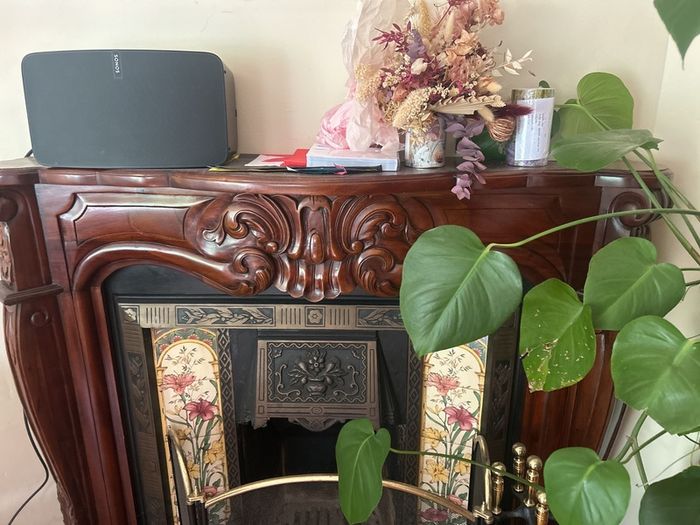 Ornate mahogany fire surround/mantle
