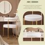 Desk Chair No Wheels Vanity Chair Comfy Accent Chair for Living Dining Room Bedroom Home Office Mid Century Modern Upholstered Armless with Metal Legs (Gold Frame+White, 1) Image 3
