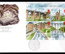 1989 Great Britain Industrial Archaeology souvenir sheet Commemorative Stamp First Day Cover (FDC)