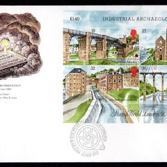 1989 Great Britain Industrial Archaeology souvenir sheet Commemorative Stamp First Day Cover (FDC)