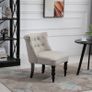 Vintage Leisure Accent Chair with Button Tufted Straight Back, Turned Legs, Thick Sponge Padding for Living Room, Dining Room, Study, Beige Image 6