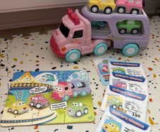 "happy journey" truck with toy cars/plane
