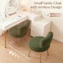 Green Dressing Table Chair with Gold Legs, Teddy Velvet Makeup Vanity Stool Chair for Dressing Table, Bedroom, Living Room Image 3
