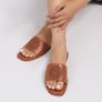 Brand New Women's Low-Heel Leather Slide Sandals Comfortable Image 2