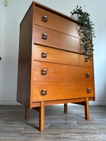 Vintage Retro Mid Century Teak Tallboy/Chest of Drawers by Symbol