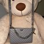 Victorias Secret Cross Body Bag Gray Chevron V-Quilted Studded Purse New Image 2