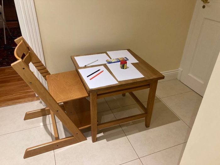Child's height adjustable wooden chair