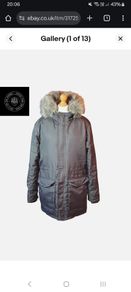 883 Police Milano Men's Parka Coat Size M Fur Hooded Black Warm Winter Coat