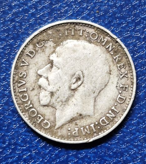 1916 United Kingdom  3 Pence - George V  Silver Coin
