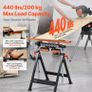 4-in-1 Roller Stand, 200 kg(440 lb) Load Capacity, 84-127 cm(33-50 in) Adjustable Height, Folding Heavy Duty with Rack & Polished Multi-directional Roller Head, for Table Saw Outfeed Woodworking Extension Support Image 2