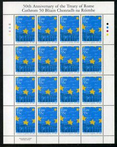 2007 Ireland 50th Anniversary of the Treaty of Rome Commemorative Stamp Sheetlet Plate 1B1B1B1B Mint Never Hinged (MNH)