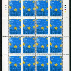 2007 Ireland 50th Anniversary of the Treaty of Rome Commemorative Stamp Sheetlet Plate 1B1B1B1B Mint Never Hinged (MNH)
