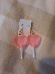 sparkly heart lollipop earrings