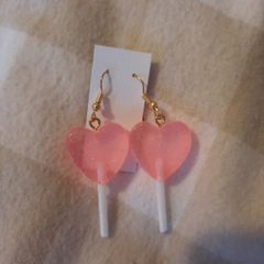 sparkly heart lollipop earrings