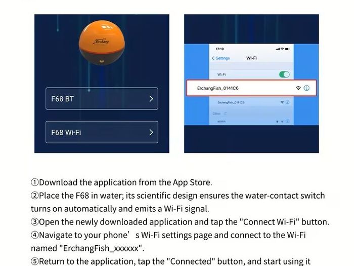 Smart WIFI Sonar Fish Finder, 80M Wireless Distance Range, 60M Depth Range, Sonar Frequency 125Khz/330Khz Fishing Sounder, Wireless Echo Sounder Detect Finder Fishing for Lake Sea Fishing Support OS& Android
