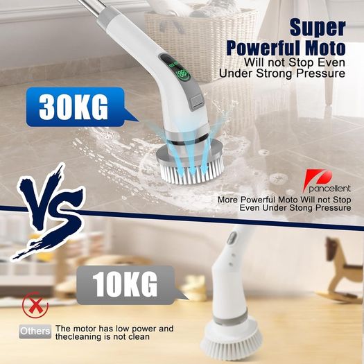 Electric Spin Scrubber, 2025 Upgrade 7 in 1 Electric Cleaning Brush,360RPM Powerful Cleaning, 1.5H Bathroom Scrubber Dual Speed with Extension Arm for Kitchen, Car, Tile, Wall, Floor, Shower