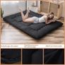 Japanese Floor Mattress Futon Mattress, Thicken Tatami Mat Sleeping Pad Foldable Roll Up Mattress Dormitory Mattress Pad Floor Lounger Pillow Bed (Single, Black) Image 4