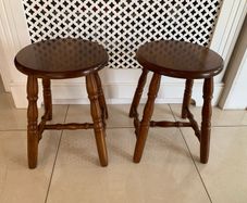 Pair Rubber Wood Stools