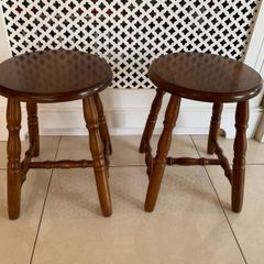 Pair Rubber Wood Stools