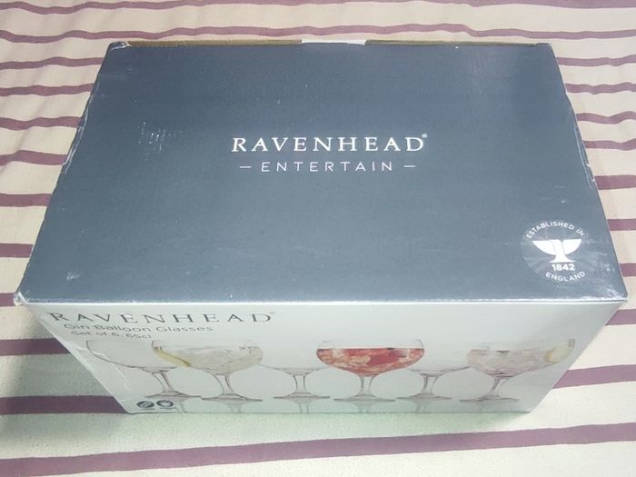Boxed set of 6 Ravenhead gin balloon glasses
