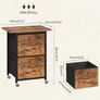 Mobile Filing Cabinet, Printer Stand with 2 Drawers, Wheeled Vertical File Cabinet, Adjustable Hanging Rods, fits A4/Letter Size, for Home Office, Rustic Brown and Black Image 2