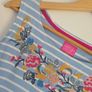 UK16, Joules Riva Sleeveless Jersey Dress Blue & White Stripe with Floral Detail Image 3