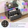 LED Bedside Table with Charging Station,3 Drawers Night Stand with Lockable Hidden Storage,Smart Nightstand with Human Sensor RGB Lights for Bedroom, Black Image 6