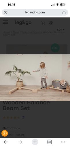 Kids wooden balance beam