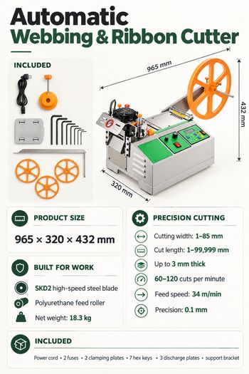 Automatic Hot and Cold Webbing Ribbon Cutting Machine 85 mm with LCD Display