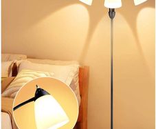 3-Light Floor Lamp, Modern LED Standing Floor Lights with E27 Bulbs Base, Adjustable Reading Light for Bedroom, Living Room, Library, Office, Matt Black (FREE POSTAGE)