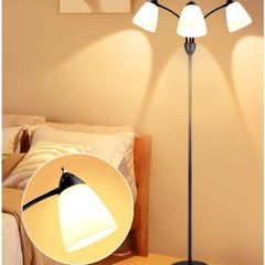 3-Light Floor Lamp, Modern LED Standing Floor Lights with E27 Bulbs Base, Adjustable Reading Light for Bedroom, Living Room, Library, Office, Matt Black (FREE POSTAGE)