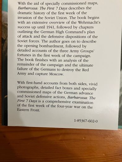 War book:'Barbarossa The First 7 Days'