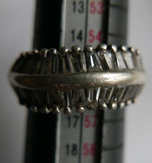 Vintage Cubic Zirconia Sterling Silver 925 Fancy Large Cluster Ring size:O 6,78g