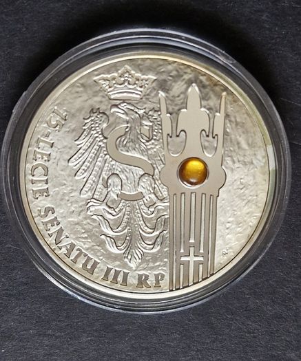 Poland Silver 20 Zloty 2004 15th Anniversary of the polish Senate Amber Inset