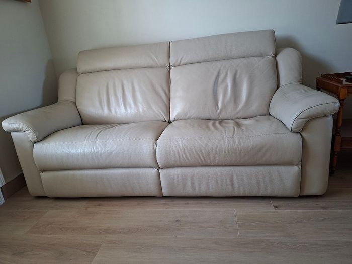 Italian leather sofa and reclining armchair