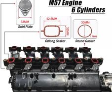Set  of 6 x 33mm OEM design by aluminum For BMW M57 Swirl Flap Blanking Plates seal with intake manifold gasket 6 cylinder