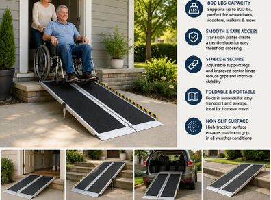 Portable Wheelchair Ramp, 7 ft 800 lbs