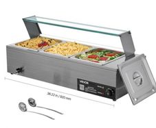 Post extra 6 euro or collection in balbriggan   NEW  220v 3 pin plug ,Commercial Food Warmer, 1500W Electric Stainless Steel Steam Food Warmer with Glass Cover, 3- Pan Countertop Buffet Bain Marie with Soup & Perforated Ladles, for Catering, Restauran
