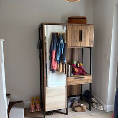 Dark Natural Bronx Mirrored Wardrobe with Dressing Table