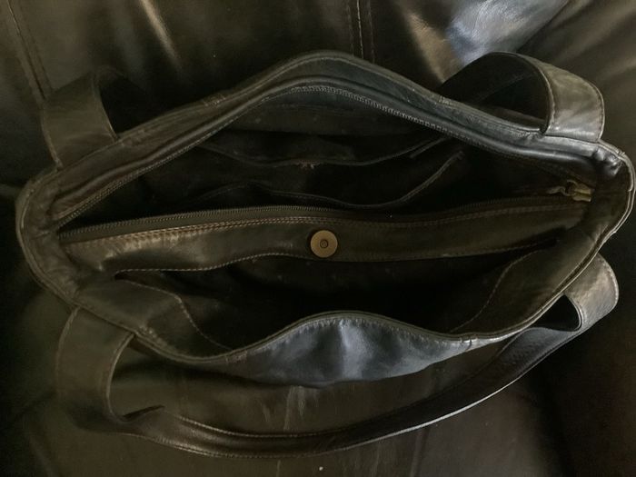 Black leather shoulder bag