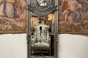 FLASH SALE ! Was 295 Now 225 ! Beautiful Tall &amp; Narrow Silver Gilt Plaque Decorated Mirror