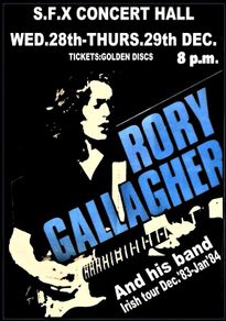 Rory Gallagher Vintage Concert Poster S.F.X Concert Hall Dublin Ireland 1983 Replica