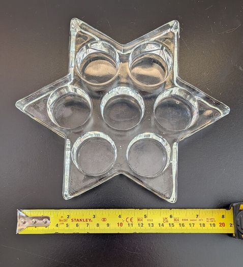 Star of David Glass Candle Holder Seven Light Jewish Judaica Tealight