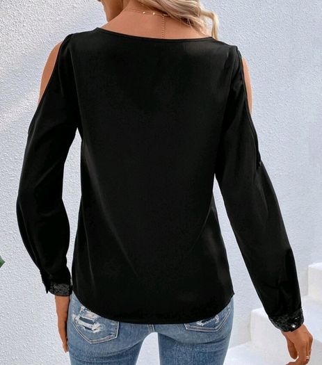SHEIN Contrast Sequin Cold Shoulder Blouse. Size 16. New