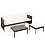 3 Piece Garden Lounge Set with Cushions Poly Rattan Brown Image 2