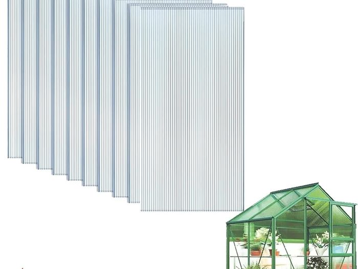14 Pcs Polycarbonate Greenhouse Panels, 4mm | 10.25m | Double Wall Panels |121x60.5cm | Twin-Wall Panels, Polycarbonate Sheet for All Weather Outdoor Garden and Greenhouse Covering
